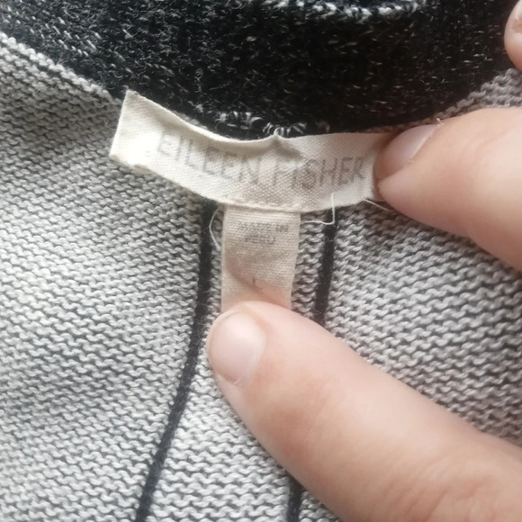 Eileen Fisher Organic Cotton Tencel Blend Washed Black Relaxed Fit Sweater Large - Picture 8 of 8